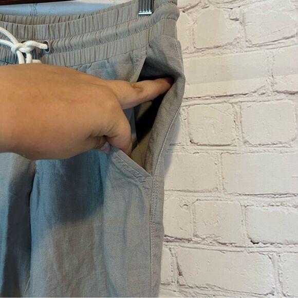 Athleta Linen Bali Ankle Cuffed Grey Pants size 4 - Picture 2 of 9